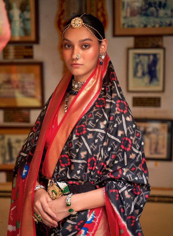 Soft Silk Patola Saree Contrast Blouse and Pallu