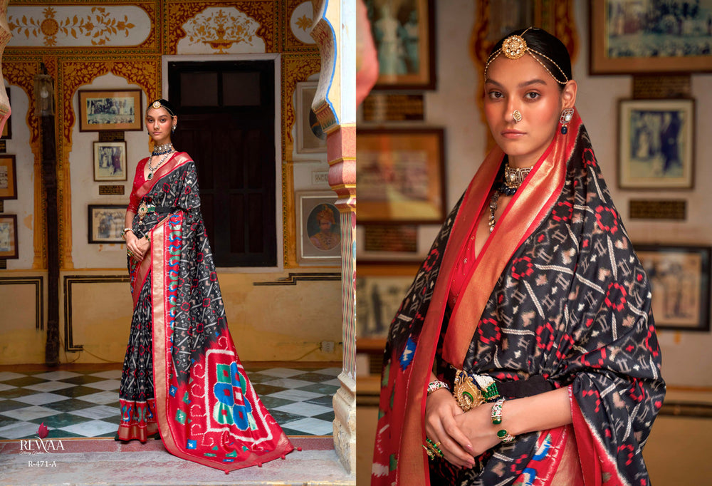 Soft Silk Patola Saree Contrast Blouse and Pallu