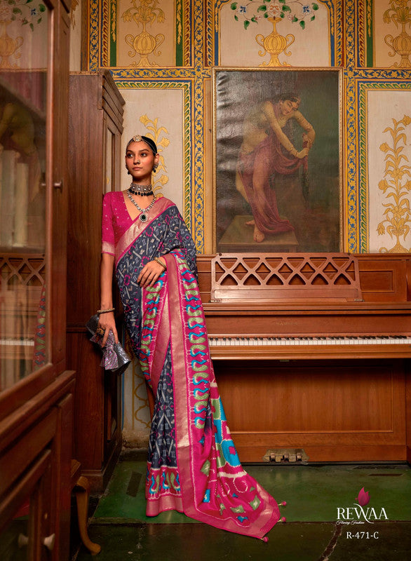 Soft Silk Patola Saree Contrast Blouse and Pallu