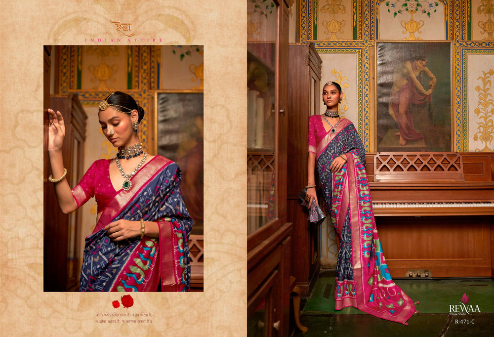 Soft Silk Patola Saree Contrast Blouse and Pallu